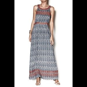 NWT Y&I Ikat Print Maxi Dress Black / White / Orange L
